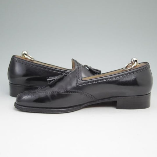 美品★(伊)タニノクリスチー SIZE 7.5【★定価15万円以上】タッセルローファー/108287/カーフ/NERO/黒/TANINO CRISCI★b997