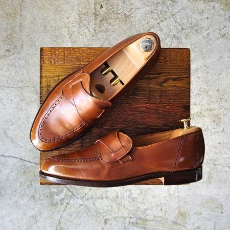 美品★クロケット&ジョーンズ 7.5E【★90's製品/ポールスミス別注/Paul Smith】バタフライローファー/Crockett&Jones★c009