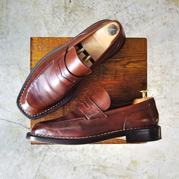 美品★(伊)ストール・マンテラッシ SIZE 7【定価18万円程度★ノルベジェーゼ製法/スキンステッチ】ローファー/SUTOR MANTELLASSI★c027