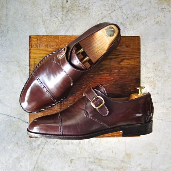 美品★(伊)タニノクリスチー SIZE 8【★定価15万円以上】モンクストラップ/128857/カーフ/ブラウン/TANINO CRISCI★c029