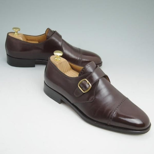 美品★(伊)タニノクリスチー SIZE 8【★定価15万円以上】モンクストラップ/128857/カーフ/ブラウン/TANINO CRISCI★c029