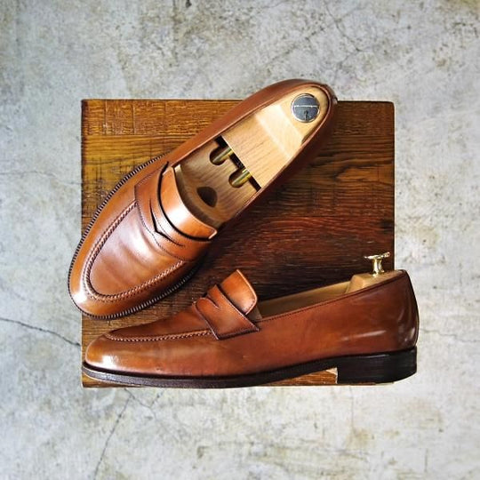 極上★(伊)タニノクリスチー SIZE 6.5【★定価15万円以上】コインローファー/125925/カーフ/ブラウン/TANINO CRISCI★c030
