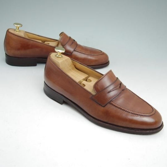 極上★(伊)タニノクリスチー SIZE 6.5【★定価15万円以上】コインローファー/125925/カーフ/ブラウン/TANINO CRISCI★c030