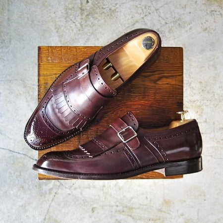 極美品★(英)Herring Shoes/ヘリング SIZE 7.5【★モンクストラップ/キルト付き】キルトモンク★c032