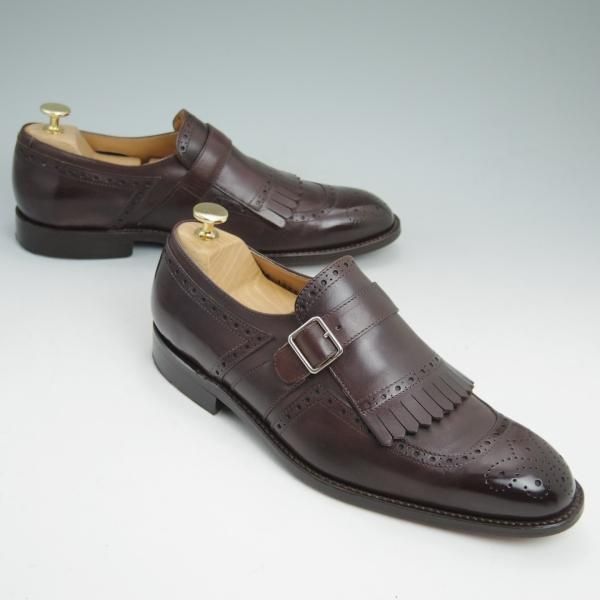 極美品★(英)Herring Shoes/ヘリング SIZE 7.5【★モンクストラップ/キルト付き】キルトモンク★c032