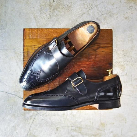 極美品★クロケット&ジョーンズ 7E【★CHALFONT/モンクストラップ】フルブローグ/Crockett&Jones★c034