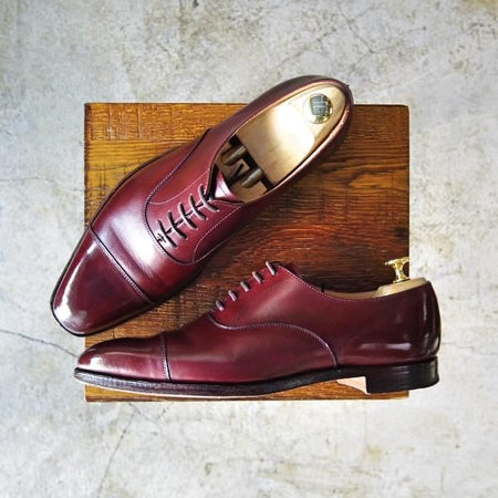 美品★クロケット&ジョーンズ 6.5E【★ポールスミス別注/Paul Smith】348ラスト/ストレートチップ/バーガンディー/Crockett&Jones★c036