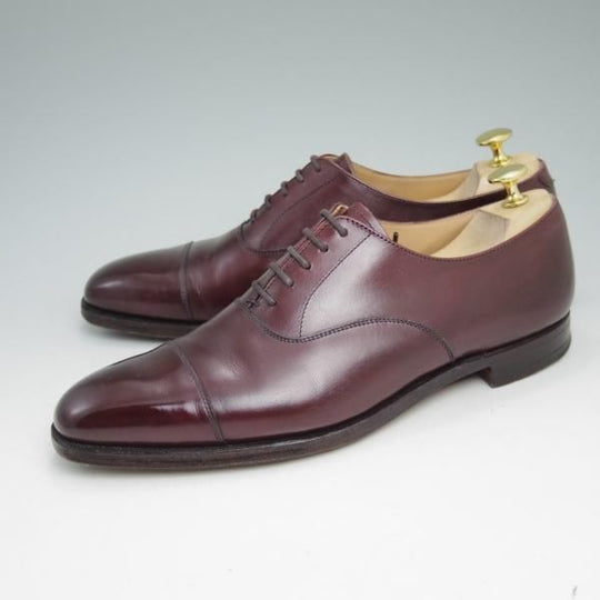 美品★クロケット&ジョーンズ 6.5E【★ポールスミス別注/Paul Smith】348ラスト/ストレートチップ/バーガンディー/Crockett&Jones★c036