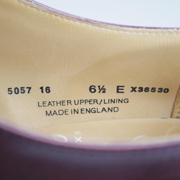 美品★クロケット&ジョーンズ 6.5E【★ポールスミス別注/Paul Smith】348ラスト/ストレートチップ/バーガンディー/Crockett&Jones★c036