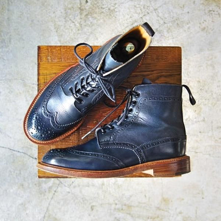極上★トリッカーズ(レディース) SIZE 6【★カントリーブーツ/L2508/ネイビー色】NAVY BLUE ANILINE/ブーツ/ウイングチップ/Tricker's★c038