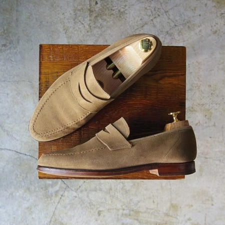 極上★クロケット&ジョーンズ 6.5E【★BEAMS/ビームス別注】スエード/コインローファー/Crockett&Jones★c043