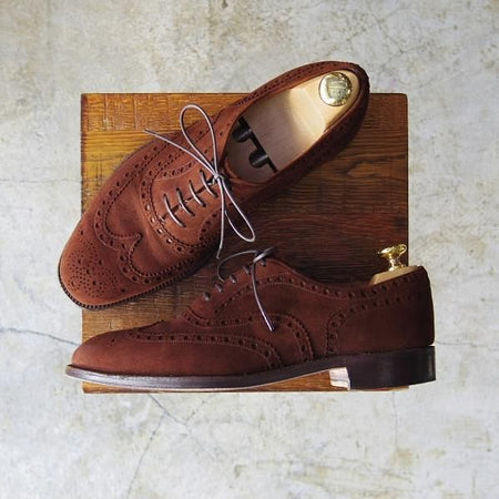 ★チャーチ 75F/UK7.5【希少!!アンテロープ革/REAL CAPE BUCK/旧★チャーチ】Buck/73ラスト/3都市ロゴ/スエード/フルブローグ/Church's★c045