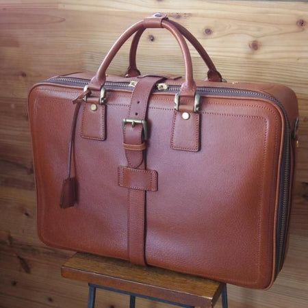 美品★銀座タニザワ【★貴重!!オーバーナイトバッグ】レザー/茶/メンズ ビジネス バッグ/GINZA TANIZAWA★N5058