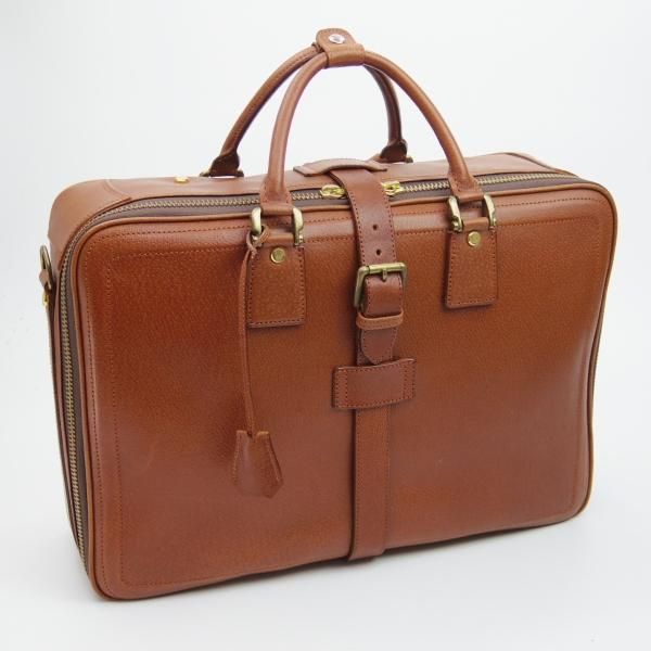 美品☆銀座タニザワ【☆貴重!!オーバーナイトバッグ】レザー/茶/メンズ