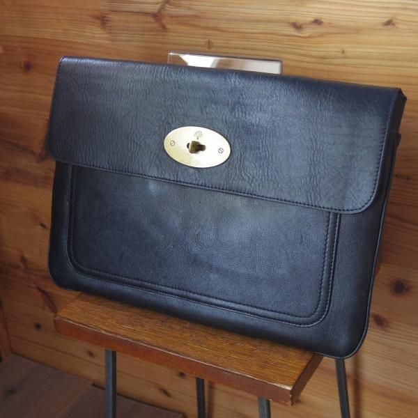 極上★(英)マルベリー/Mulberry【★クラッチバッグ】ユニセックス/レザー 黒/メンズ&レディース クラッチ バッグ★N5062