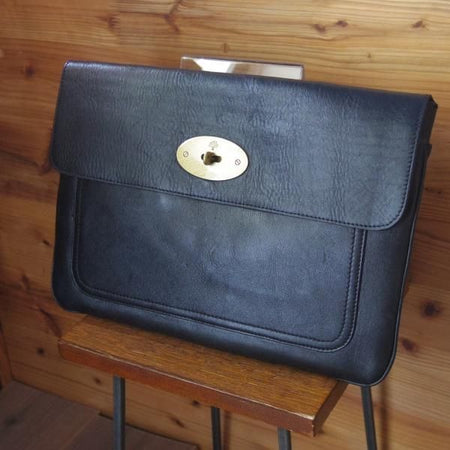 極上★(英)マルベリー/Mulberry【★クラッチバッグ】ユニセックス/レザー 黒/メンズ&レディース クラッチ バッグ★N5062