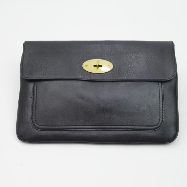 極上★(英)マルベリー/Mulberry【★クラッチバッグ】ユニセックス/レザー 黒/メンズ&レディース クラッチ バッグ★N5062