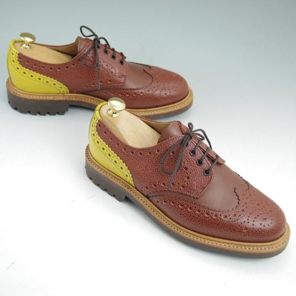 新品★(英)サンダース製 UK7/US8【★コンビカラー/MARK MCNAIRY別注/マークマクナイリー】コマンドソール/フルブローグ/SANDERS★c068