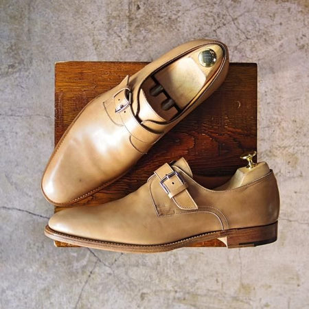 美品★ジョンロブ製 SIZE 41.5/UK7程度【★超希少!!エルメス別注/HERMES】モンクストラップ/JOHN LOBB★c077