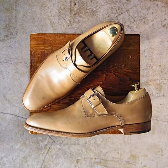 美品★ジョンロブ製 SIZE 41.5/UK7程度【★超希少!!エルメス別注/HERMES】モンクストラップ/JOHN LOBB★c077