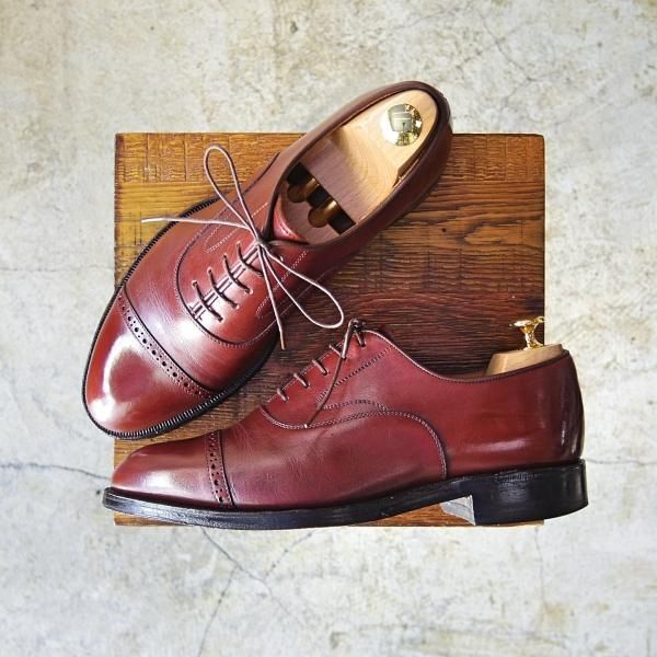 極上★ジョンストン&マーフィー SIZE 7.5【★CROWN ARISTOCRAFT】クラウンアリストクラフト/パンチドキャップトゥ/JOHNSTON&MURPY★c088