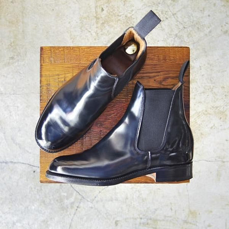 極美品★(英)サンダース UK4【★サイドゴアブーツ/9633B/ポリッシュレザー】ミリタリーコレクション/SANDERS★c090