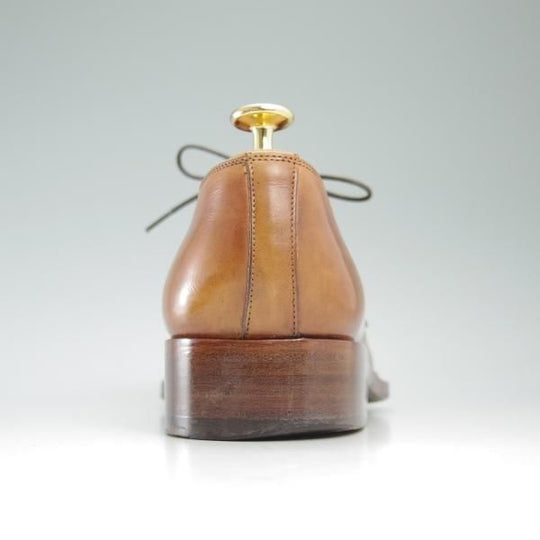 美品★(伊)サントーニ SIZE 7【★ホールカット】カーフ/ブラウン/Santoni★c091