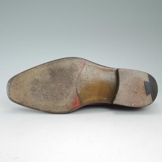 美品★(伊)サントーニ SIZE 7【★ホールカット】カーフ/ブラウン/Santoni★c091