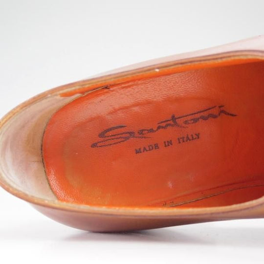 美品★(伊)サントーニ SIZE 7【★ホールカット】カーフ/ブラウン/Santoni★c091