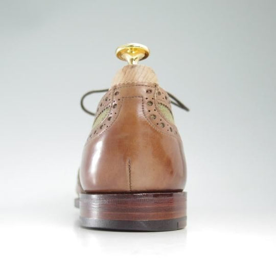 極上★(英)グレンソン 7E【★希少!!ツイード×カーフ/コンビ】フルブローグ/ウイングチップ/GRENSON★c096