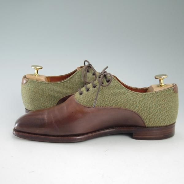 極上★(英)グレンソン 6.5E【★希少ツイード×カーフ/コンビ 】プレーントゥ/オックスフォード/GRENSON★c097