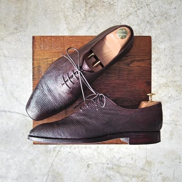 美品★カルミナ SIZE 7【★オーダー品/リザード革仕様/REAL LIZARD/トレーディングポスト別注】ホールカット/Trading Post/CARMINA★c115