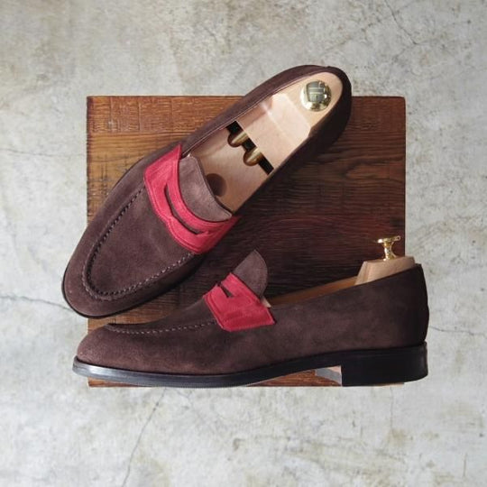 極美品★CARMINA/カルミナ SIZE 7【★トレーディングポスト別注】スエード/コインローファー/80136/MARRON/Trading Post★c119