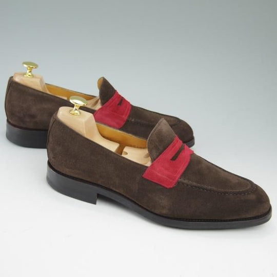 極美品★CARMINA/カルミナ SIZE 7【★トレーディングポスト別注】スエード/コインローファー/80136/MARRON/Trading Post★c119