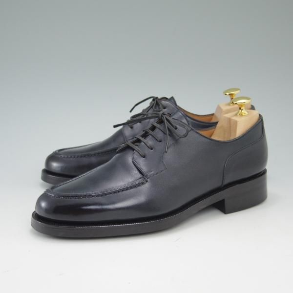 美品★ヤンコ SIZE 7【★ダイナイトソール/ネイビー/グッドイヤーウェルテッド製法】Uチップ/カーフ/Yanko★c128