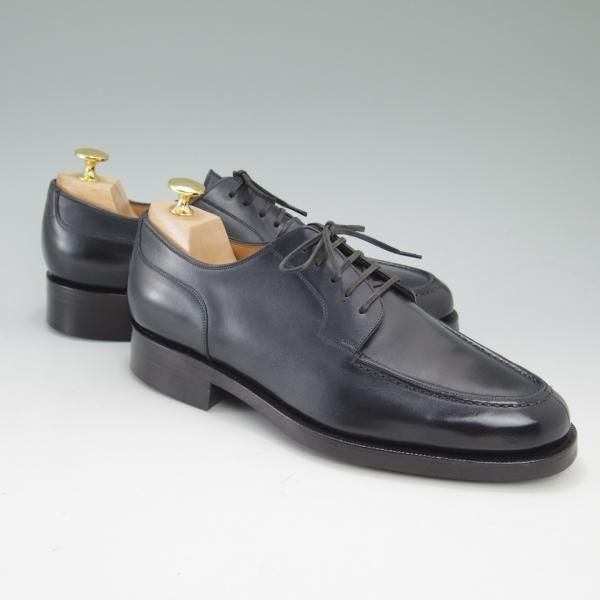 美品★ヤンコ SIZE 7【★ダイナイトソール/ネイビー/グッドイヤーウェルテッド製法】Uチップ/カーフ/Yanko★c128