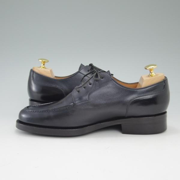 美品★ヤンコ SIZE 7【★ダイナイトソール/ネイビー/グッドイヤーウェルテッド製法】Uチップ/カーフ/Yanko★c128