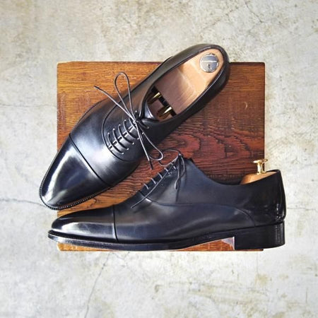 美品★ジョンストン&マーフィー SIZE 6.5【★レベルソ仕上げ】ストレートチップ/黒/カーフ/Johnston&Murphy★c147