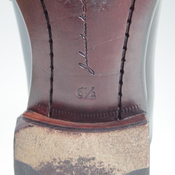 美品★ジョンストン&マーフィー SIZE 6.5【★レベルソ仕上げ】ストレートチップ/黒/カーフ/Johnston&Murphy★c147