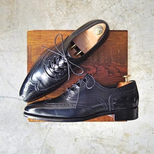 美品★シェットランドフォックス SIZE 7【★ギリーシューズ/3017SF】フルブローグ/ウイングチップ/カーフ/黒/Shetlandfox★c149