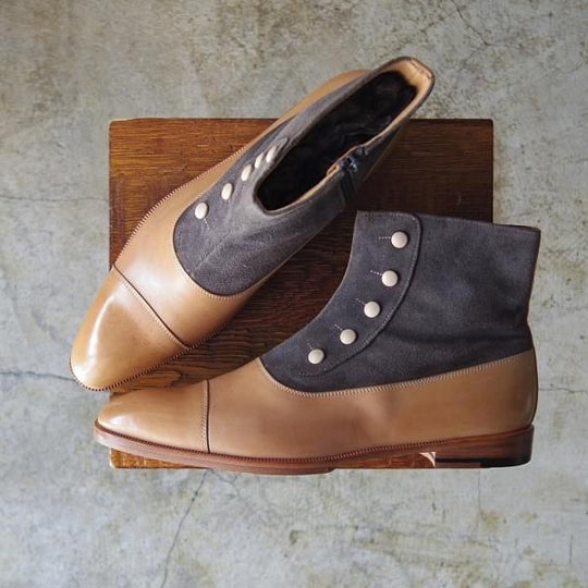 ★イマイヒロキ SIZE 7【★ボタンブーツ(ジップ開閉)/スエード×カーフ】コンビ色/Imai Hiroki★c153