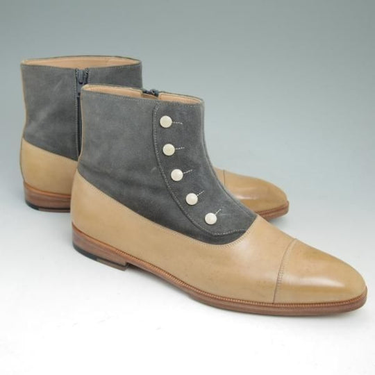 ★イマイヒロキ SIZE 7【★ボタンブーツ(ジップ開閉)/スエード×カーフ】コンビ色/Imai Hiroki★c153