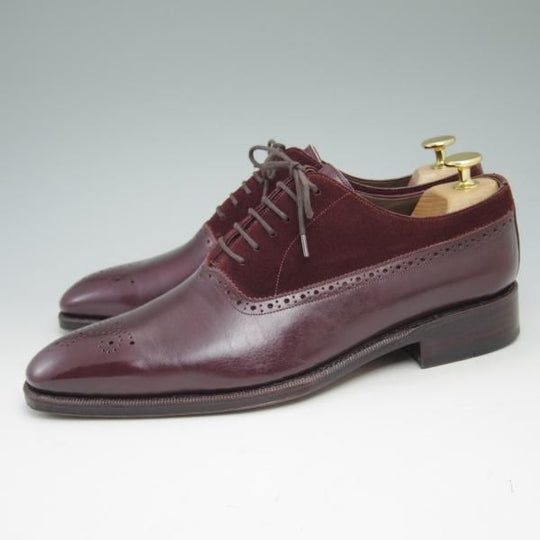 美品★(スペイン製)MEERMIN/メルミン/SIZE 7.5【★グッドイヤーウェルテッド製法/コンビ仕様/カーフ×スエード】オックスフォード★c155