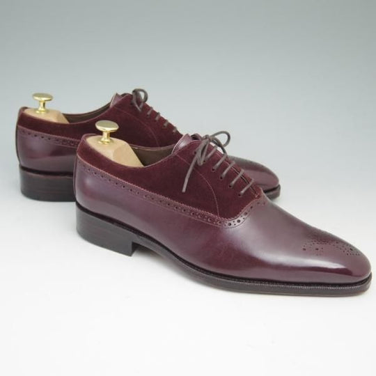 美品★(スペイン製)MEERMIN/メルミン/SIZE 7.5【★グッドイヤーウェルテッド製法/コンビ仕様/カーフ×スエード】オックスフォード★c155