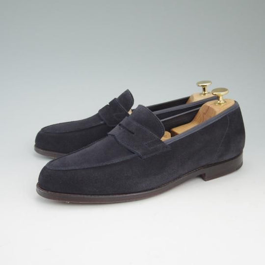 美品★クロケット＆ジョーンズ 7.5E【★RICHMOND/リッチモンド】314ラスト/ネイビー/紺/スエード/コインローファー/Crockett＆Jones★c171