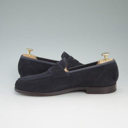 美品★クロケット＆ジョーンズ 7.5E【★RICHMOND/リッチモンド】314ラスト/ネイビー/紺/スエード/コインローファー/Crockett＆Jones★c171