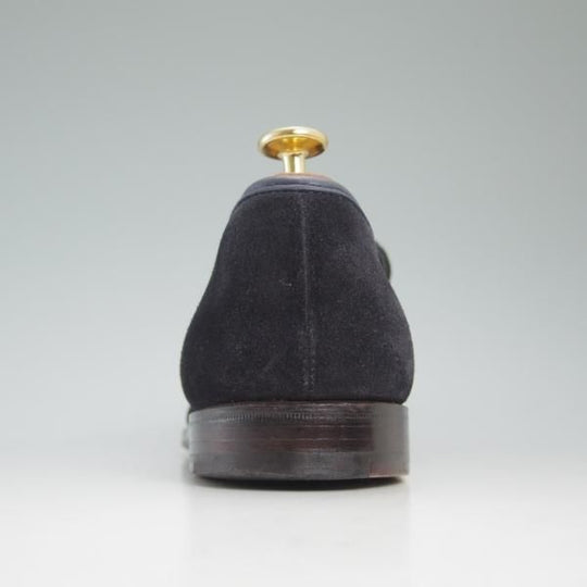 美品★クロケット＆ジョーンズ 7.5E【★RICHMOND/リッチモンド】314ラスト/ネイビー/紺/スエード/コインローファー/Crockett＆Jones★c171