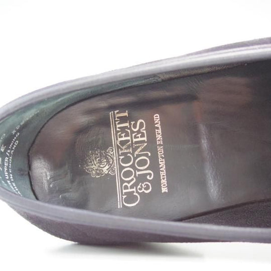 美品★クロケット＆ジョーンズ 7.5E【★RICHMOND/リッチモンド】314ラスト/ネイビー/紺/スエード/コインローファー/Crockett＆Jones★c171