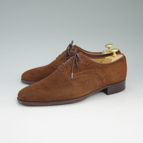 美品★銀座ヨシノヤ 25.5EE【★小笠原シューズ製】プレーントゥ/スエード/ブラウン/GINZA YOSHINOYA★c175