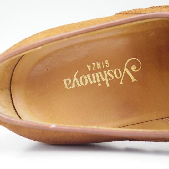 美品★銀座ヨシノヤ 25.5EE【★小笠原シューズ製】プレーントゥ/スエード/ブラウン/GINZA YOSHINOYA★c175